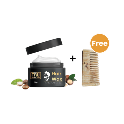Hair Wax Cream For Men + Free Neem Wooden Comb| Easy To Spread And Strong Hold For 12hrs + Anti - Dandruff | 50 gm-FREE