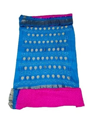 Sky Blue & Pink Color Pure Silk Bandhani Dress Material  by KalaSanskruti Retail Private Limited