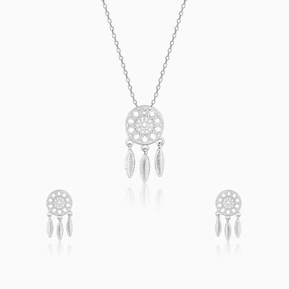 Silver Dreamcatcher Necklace Set