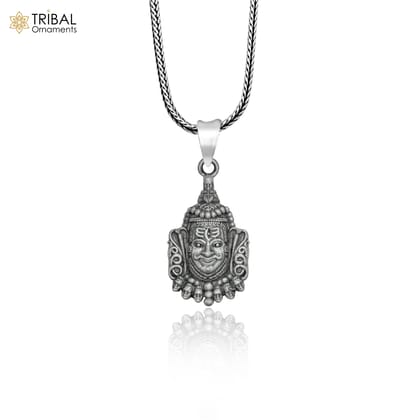 925 sterling silver lord Mahakal  divine Pendant  with chain tribal jewellery nsp1017-Pendant & 18'' chain