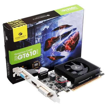 Zebronics GT610 2GB DDR3 Graphic Card 2Gd3 with PCIE 2.0,Multiconnectivity HDMI, DVI, VGA, High Efficiency