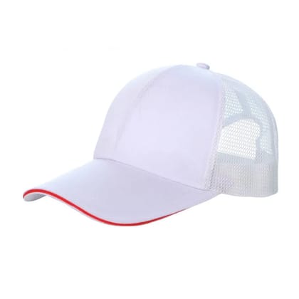 Outdoor Sun Hat Sun Protection Cap-White red border / adjustable