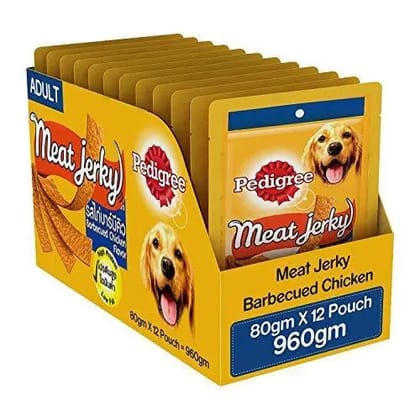 Pedigree Dog Treats Meat Jerky Stix, Barbeque Chicken, 80 g (Pack of 12)