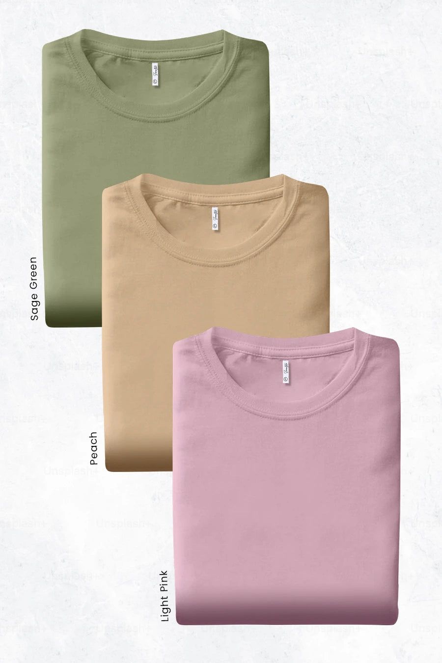 Pack 3 - Light Pink, Sage Green & Peach - Classic Crew-S
