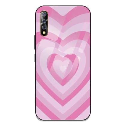 Pink Hearts - Glass Case For Vivo Models-Vivo S1