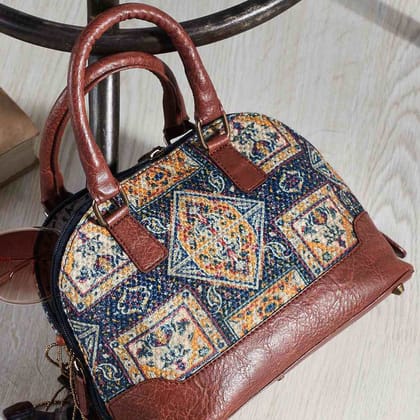 Mona B Canvas Samll Vintage Handbag, Shoulder Bags For Shopping Travel With Stylish Design For Women (Chocolate, Kilim) - M-7006