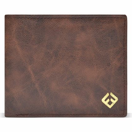 Fendo Kibisis Genuine Vegan Leather Wallet for Men | Durable and Lightweight Wallets for Men | Slim Wallet for Easy Use | 6 Credit Card Slots | 2 CurrencyCompartments | Dotted Brown