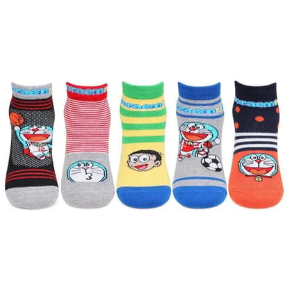 Doraemon Kids Ankle-length Socks - Pack of 5