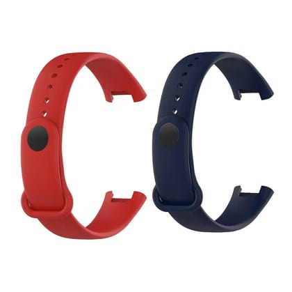 Valente Soft Silicon Band Strap Compatible for Redmi Band Pro (Pack of 2)-NavyBlue & Red