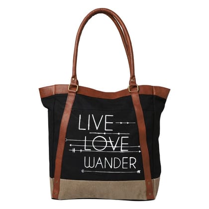 Mona B Large Canvas Handbag for Women | Zipper Tote Bag for Grocery, Shopping, Travel | Stylish Vintage Shoulder Bags for Women (Black) - (M-6014)