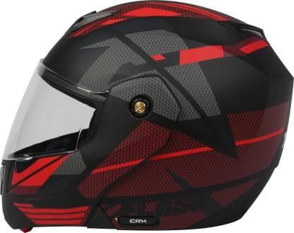 TVS Helmet Full Face Dual Color Motorbike Helmet (Black, Red-NL)