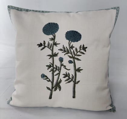Cushion Covers Set of 2 Decorative Handmade Block Printed  Cotton Herringbone_Floral