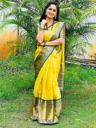 Ethnic Motifs Woven Design Zari Banarasi Saree