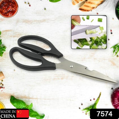3 in1 Multi-Function Kitchen Household for Vegetables, Fruit, Cheese & Meat Slices with Bottle Opener Stainless Steel Sea Food Scissor (1 Pc )-22 Cm