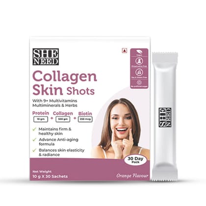 BUY SheNeed Collagen Skin Shot Protein with Protein+Collagen+Biotin - 30 Sachets AND GET FREE SheNeed Collagen Skin Shot Protein with Protein+Collagen+Biotin- 30 Sachets
