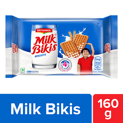 Britannia Milk Bikis Biscuit - Crunchy, Zero Trans Fat, Ready To Eat, 160 G