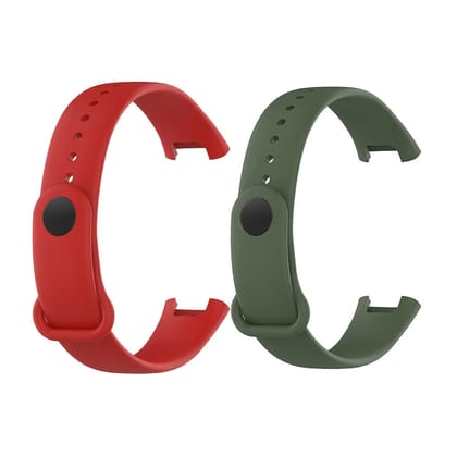 Valente Soft Silicon Band Strap Compatible for Redmi Band Pro (Pack of 2)-Green & Red