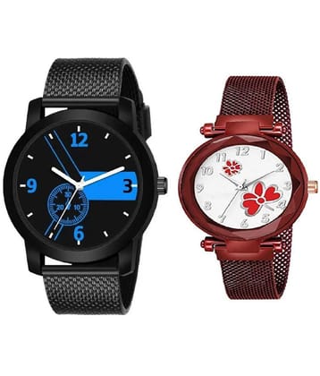 newmen - Black PU Analog Couples Watch