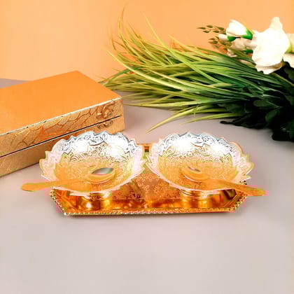 Dessert Bowl Set | Dry Fruit Serving Tray | Mukhwas / Mouth Freshener Serving Bowls -  For Serving, Dining Table, Diwali Gift Set