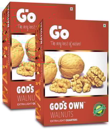 GO Organic Extra Light Quarters Walnuts Without Shell, 500gm (250gm X 2)