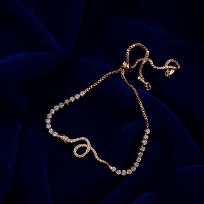 Rosegold Crystal Snake Bolo-bracelet