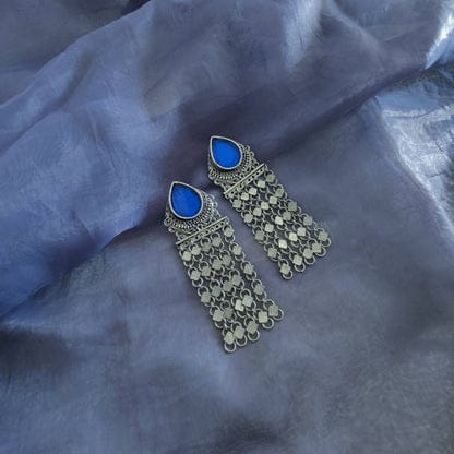 Glass Drop Tassel Earrings
