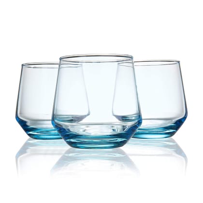 Italian Premium 370ML Aqua Blue Crystal Clear Whiskey Glasses Set of 6
