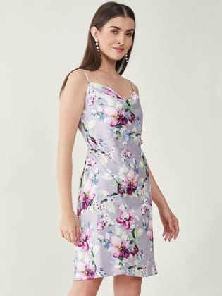 Floral Printed Shoulder Straps Sheath Dress