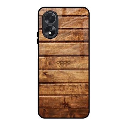 Wooden Planks Glass Case for Oppo A18