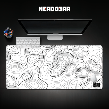 Topography Lines White NerdMat-28 x 60 cm