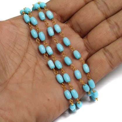Glass Beaded Chain Turquoise-Turquoise / Glass