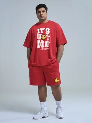 It's Not Me It's You Cotton Mens T Shirt and Shorts Combo Set(Plus Size)-XL