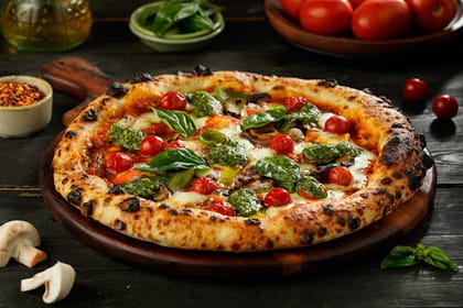 Naples - Garden Vegetable Pesto Fusion Pizza __ 3 Slice