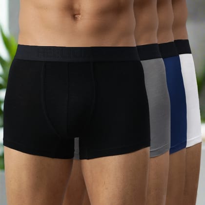 Bamboo Underwear Trunk For Men - Pack of 4-Black | Grey | White | Navy Blue / Small - 70-75 cm I 28-30 in