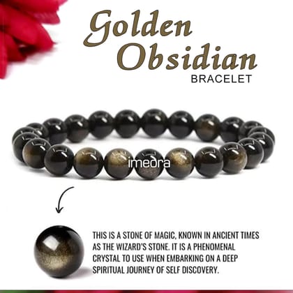 Certified Golden Obsidian 8mm Natural Stone Bracelet-Single