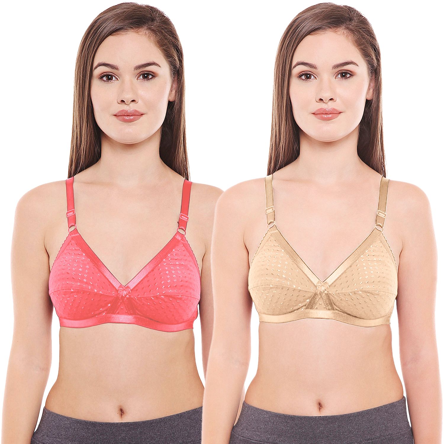 Bodycare Women Cotton Spandex Full Coverage Non Padded Regular Bra Pack - 2 E1528PIS