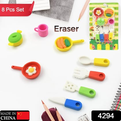 Fancy & Stylish Colorful Erasers, Mini Eraser Creative Cute Novelty Eraser for Children Different Designs Eraser Set for Return Gift, Birthday Party, School Prize, Cookware Shaped, Makeup Set Era