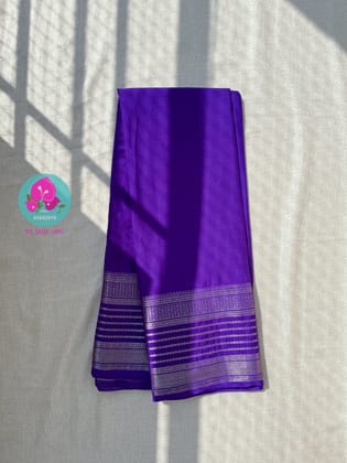 Purple Semi Crape Silk Saree with zari border