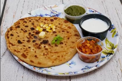 Jain Cheese Corn Capsicum Paratha