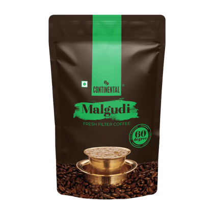 Continental Malgudi - Pouch | 60% Coffee 40% Chicory | Roast & Ground Coffee Powder | Filter Coffee Powder-500g Pouch