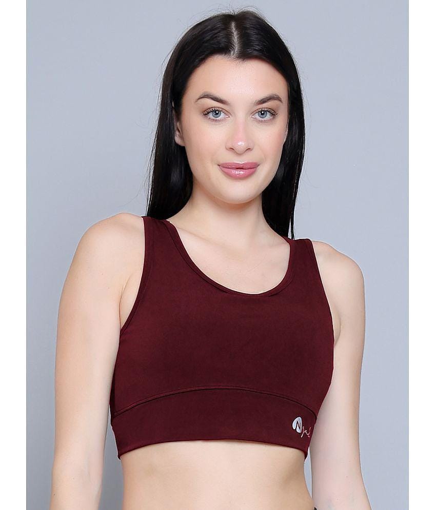 N-Gal Wine Polyester Heavily Padded Womens Sports Bra ( Pack of 1 ) - None