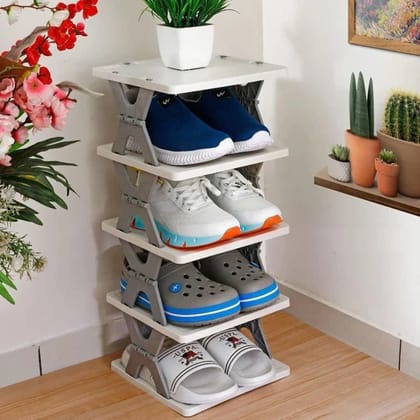Corner Smart Foldable Shoes Shelf 5 Tier Shoe Rack  by Ruhi Fashion India