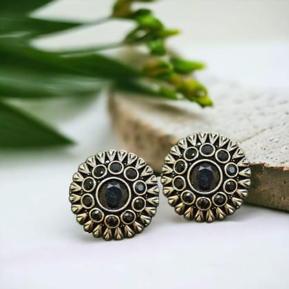 Oxidised Stud Earrings | Sarichka-Black