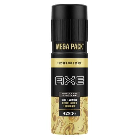 Axe Gold Temptation Body Spray Deodorant - Exotic Spiced Fragrance, Long Lasting, For Men, 215 ml Bottle
