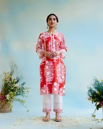 Hibiscus Floral Kurta-XXS / Hibiscus Red