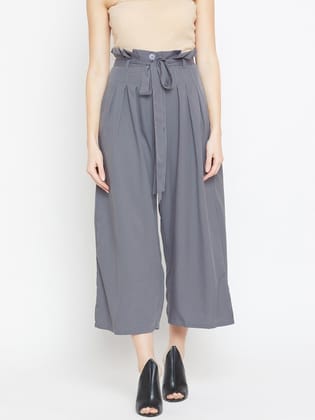 Women Green Relaxed Loose Fit Solid Parallel Trousers