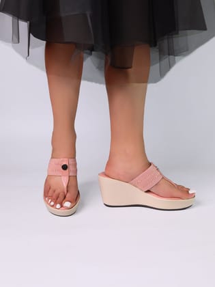Calista Pink Wedge Heels-Pink / 36