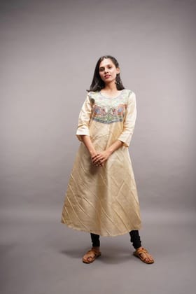 Tisser Madhubani handPainted Kurti /Kosa (Tussar) Silk Multicolor  Size-S,M,L,XL,XXL