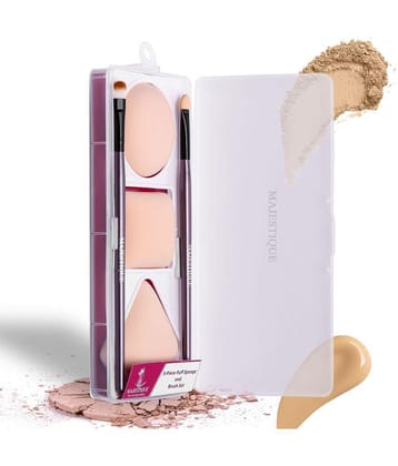 Majestique Makeup Sponge and Brush Set, Sponges with Lip and Eyeshadow Brushes, 5 Pcs