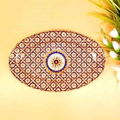 Steel Tray | Serving Trays for Tea, Coffee & Snacks with Meenakari Work - for Home, Dining Table Organization, Kitchen & Gifts - 13 inch-13 Inch